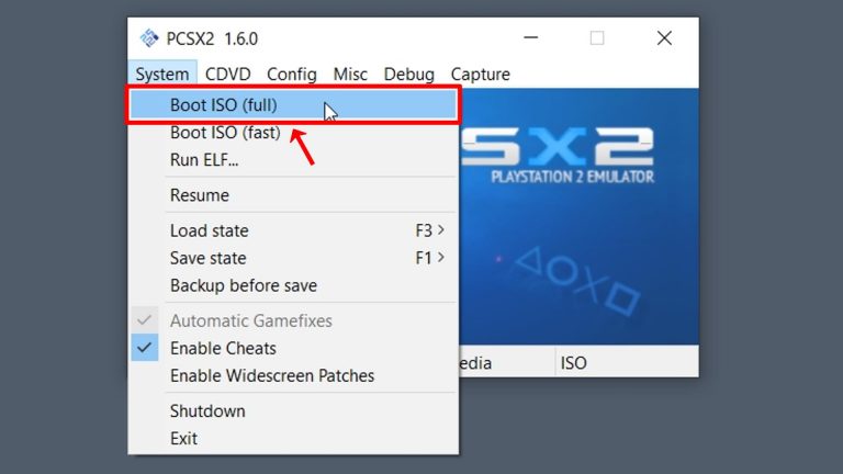 pcsx2 file not found path iso system