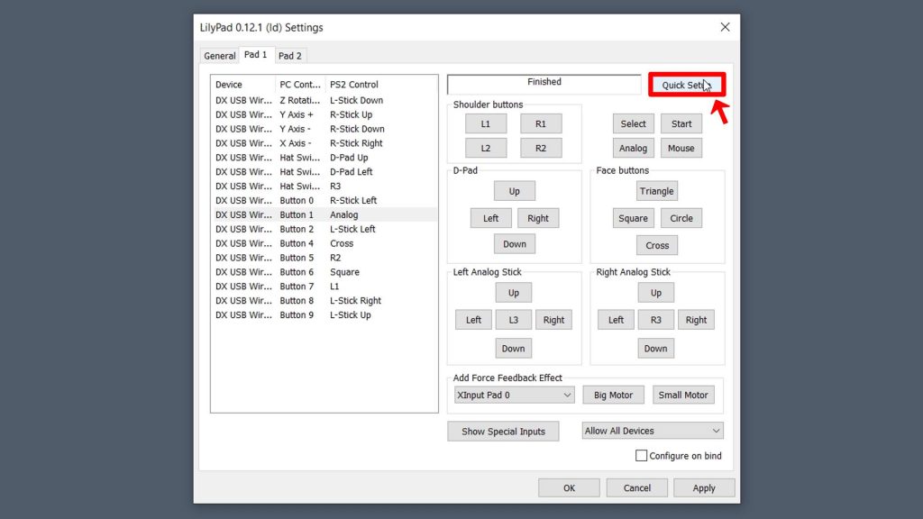 pcsx2 controller setup