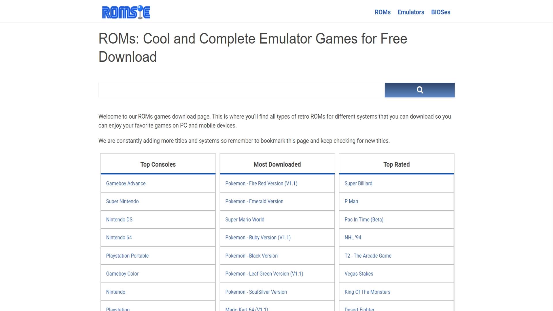 Roms Download, Best Free Emulator Games Site